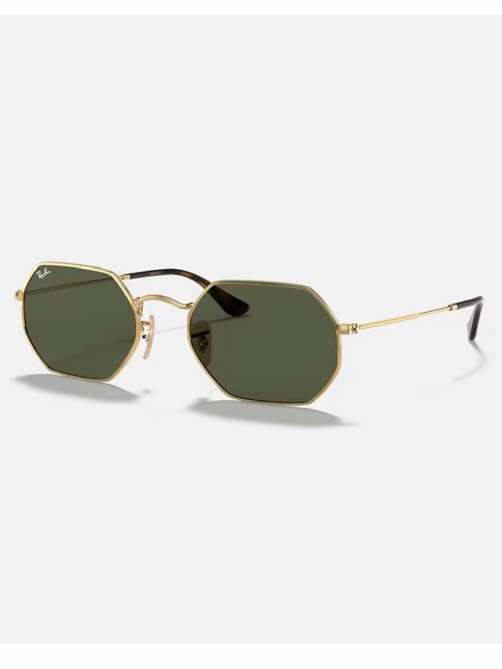 Ray-Ban Women's Gold Frame Dark Green Lens Sunglasses with Brown Case